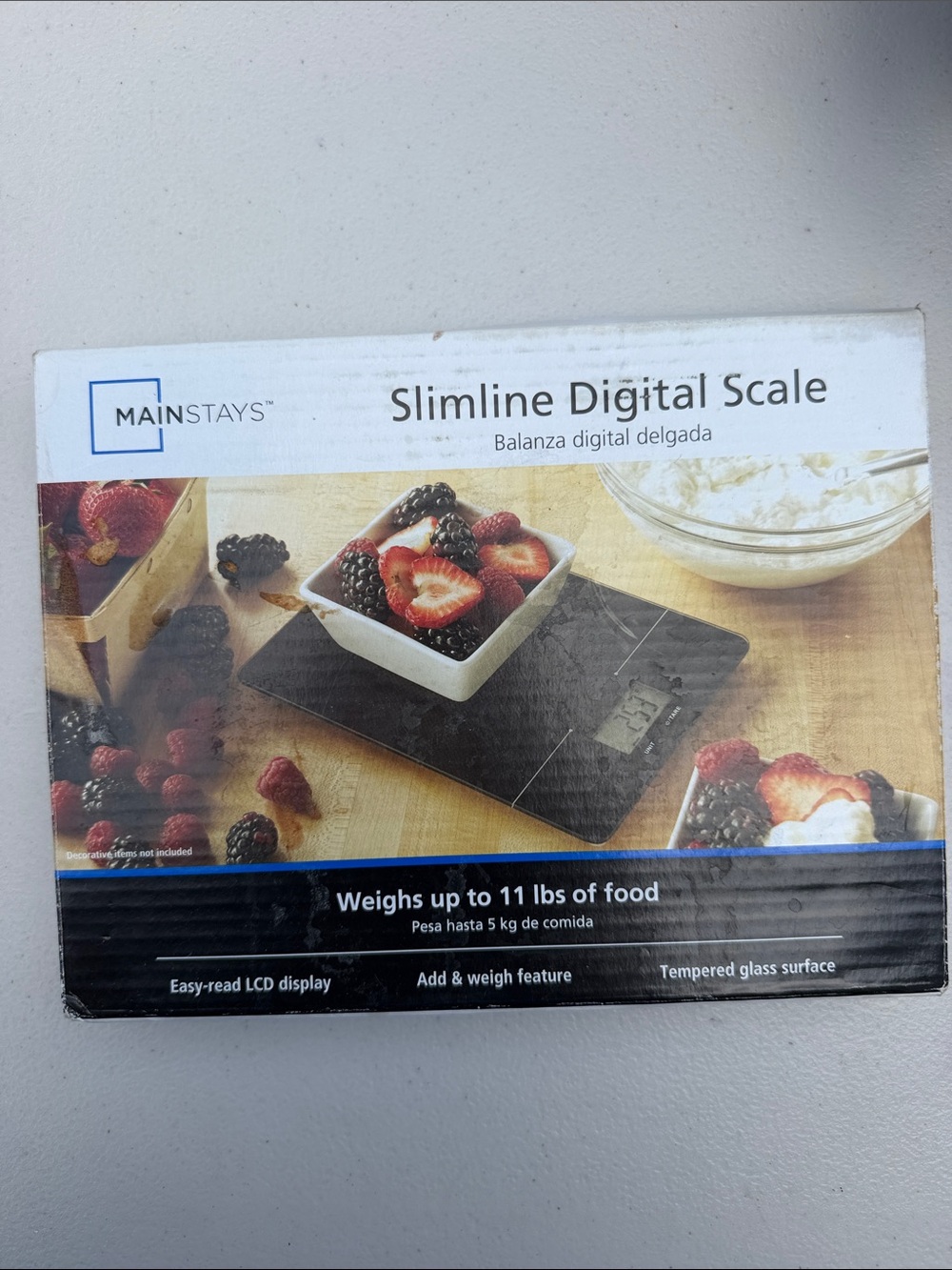 Mainstays Black Slimline Digital Scale - Tempered Glass